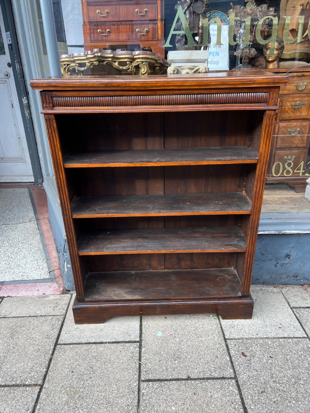 edwardian oak adjustable bookcase