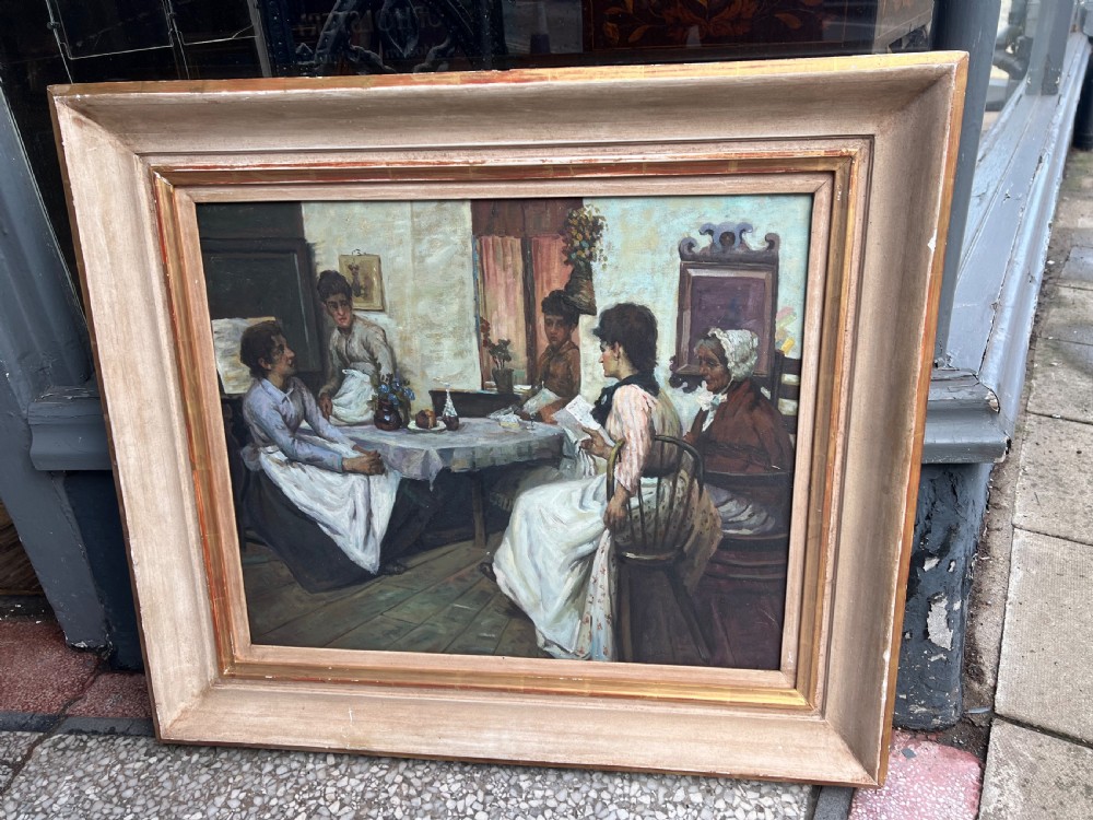 large oil on board of the letter after albert chevallier tayler rbcbritish 18621925