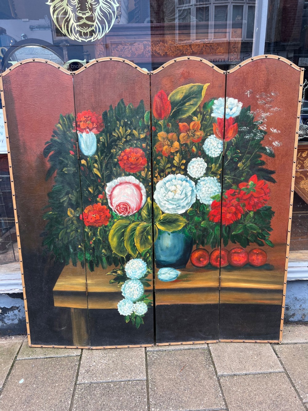 painted four fold screen