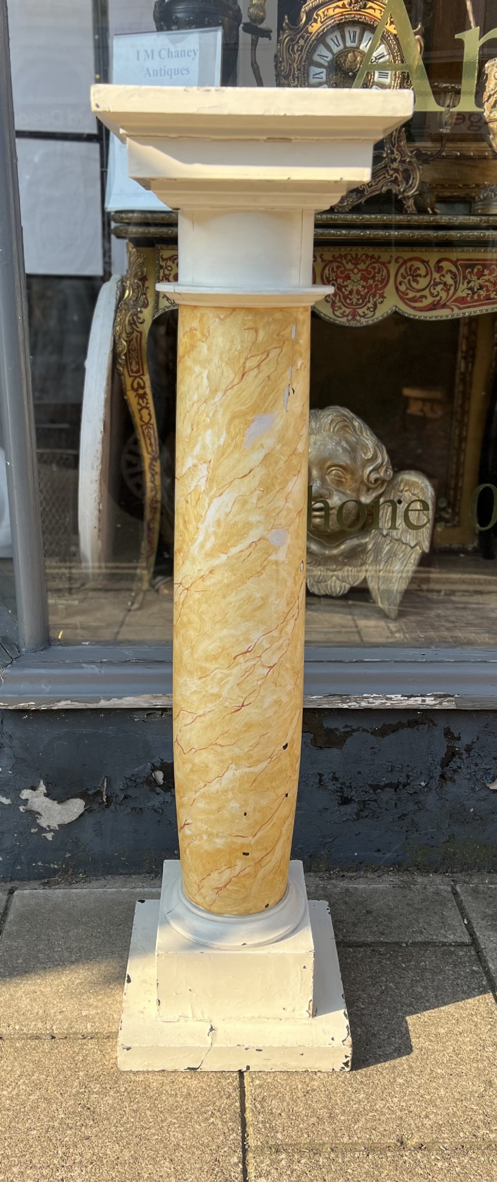 c19th faux marble painted column