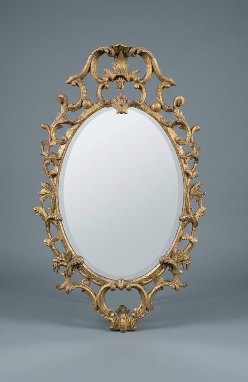 c18th giltwood carved rococo wall mirror